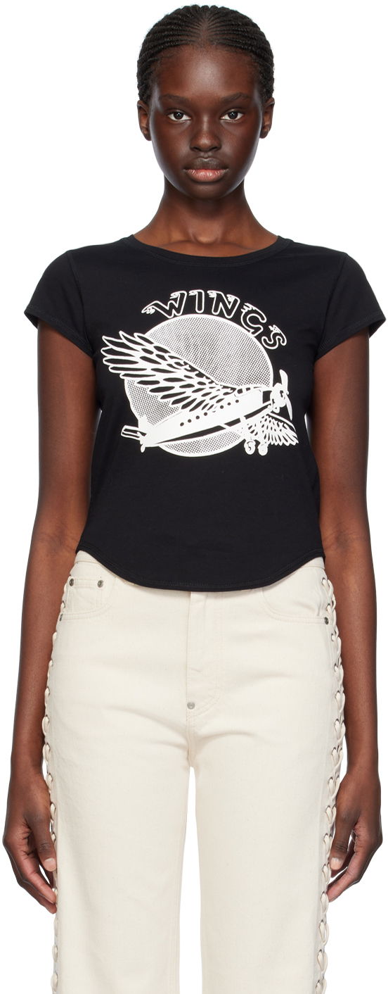 Тениска Stella McCartney 'Wings' Graphic T-Shirt Черно | 6J02843SPZ12