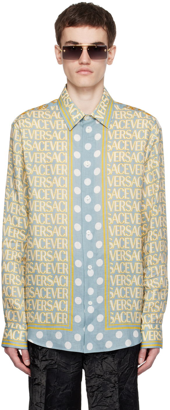 Риза Versace Allover Shirt Синьо | 1008565_1A07749, 0