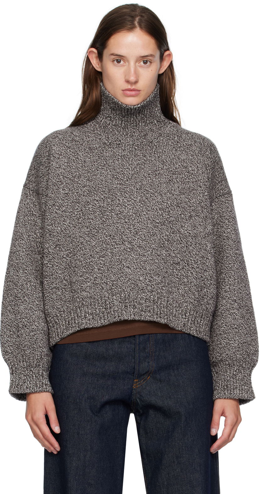 Пуловер &Daughter &Daughter Caragh Chunky Crop Turtleneck Sweater Сиво | HKN03934