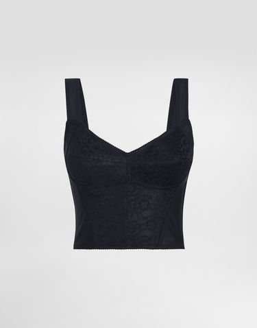 Сутиен Dolce & Gabbana Dolce & Gabbana Jacquard and Lace Shaper Corset Bustier Top Черно | F7T19TGDCLQN0000, 0