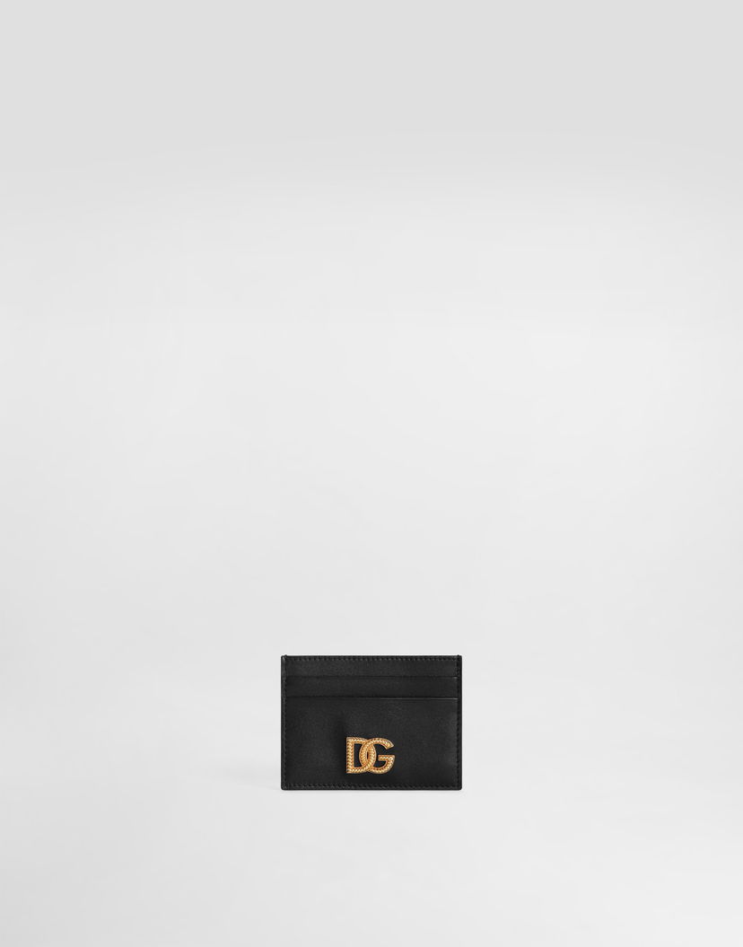 Портфейл Dolce & Gabbana Woven Dg Logo Leather Card Holder Черно | BI0330AK27480999