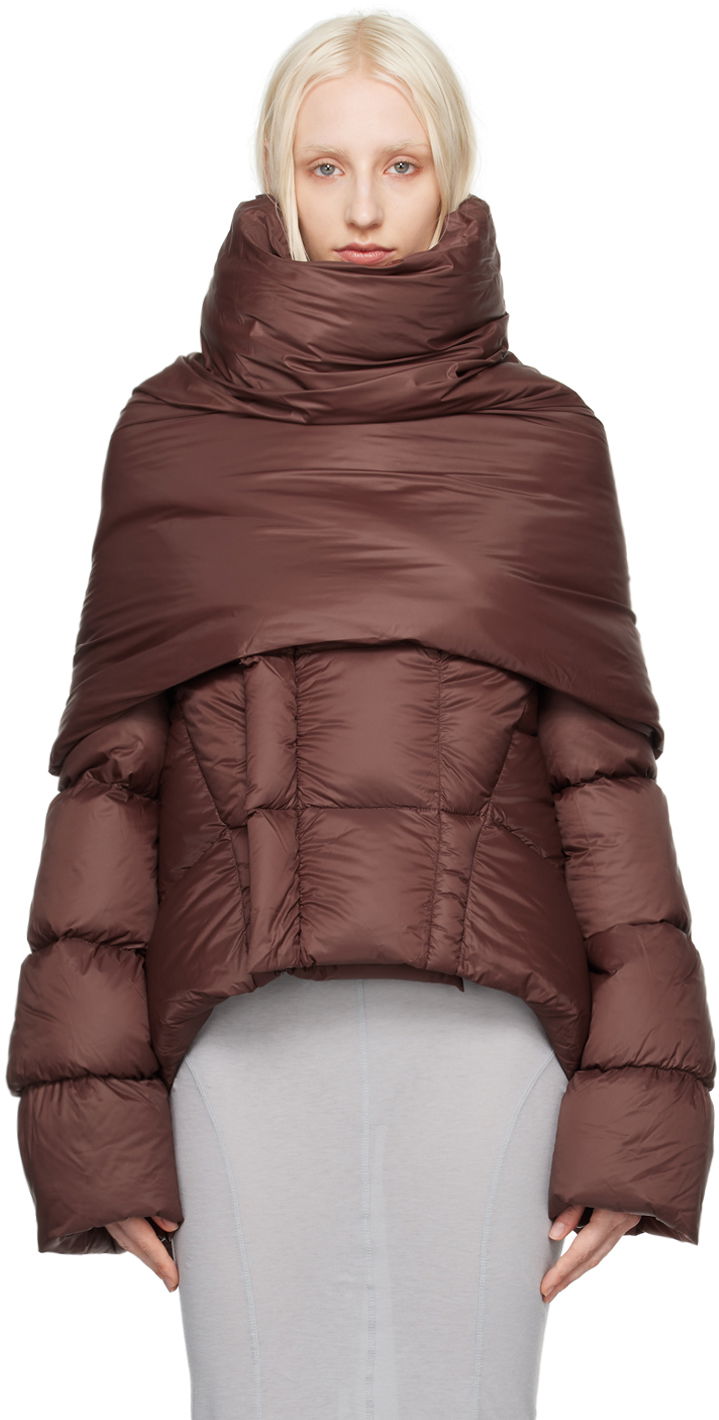 Облекло Rick Owens Brown Porterville Cowl Scarf Кафяво | RP02D3443 NP, 0