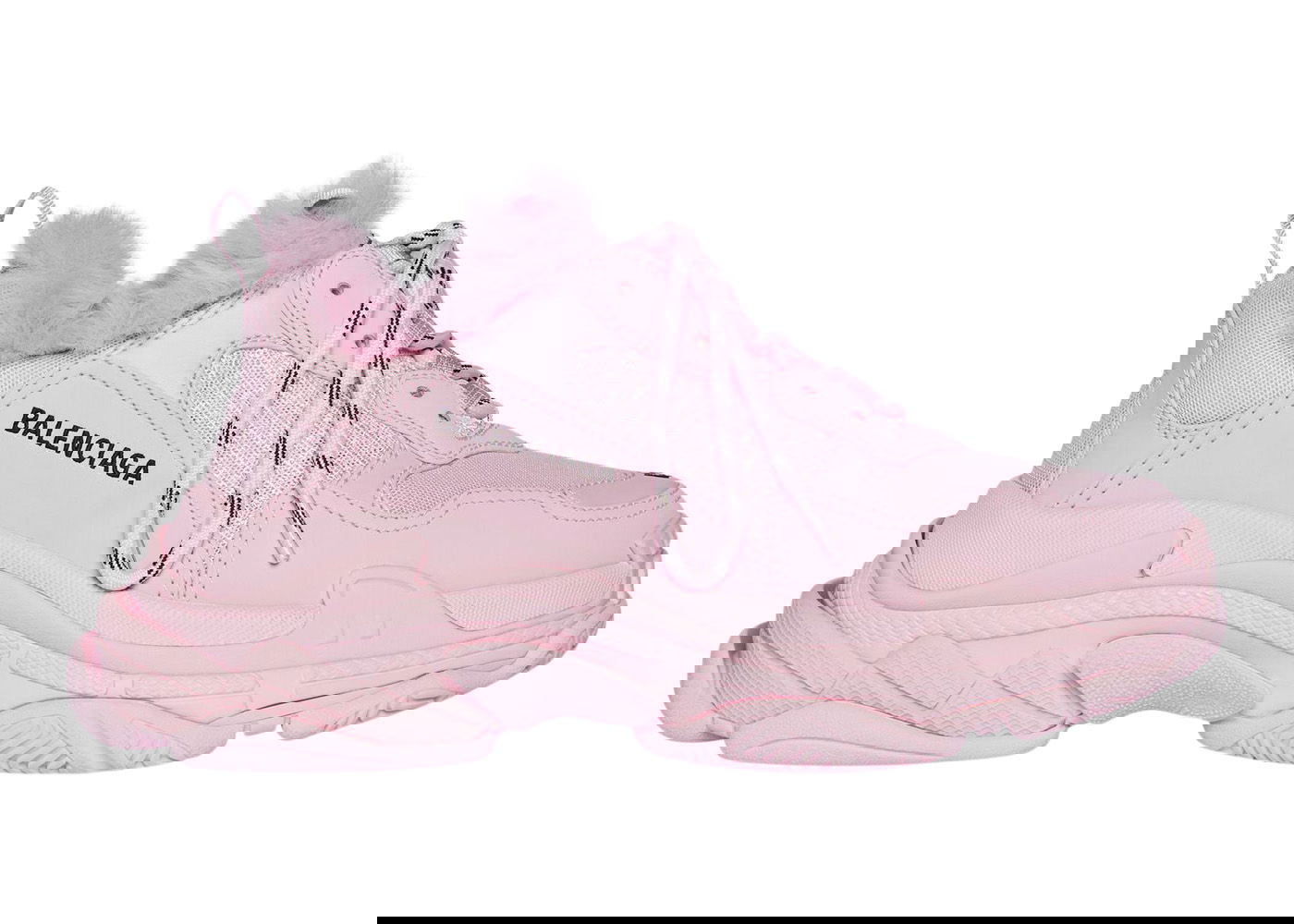 Кецове и обувки Balenciaga Triple S Fake Fur Pink W Розово | 668562W3CQ55000, 0
