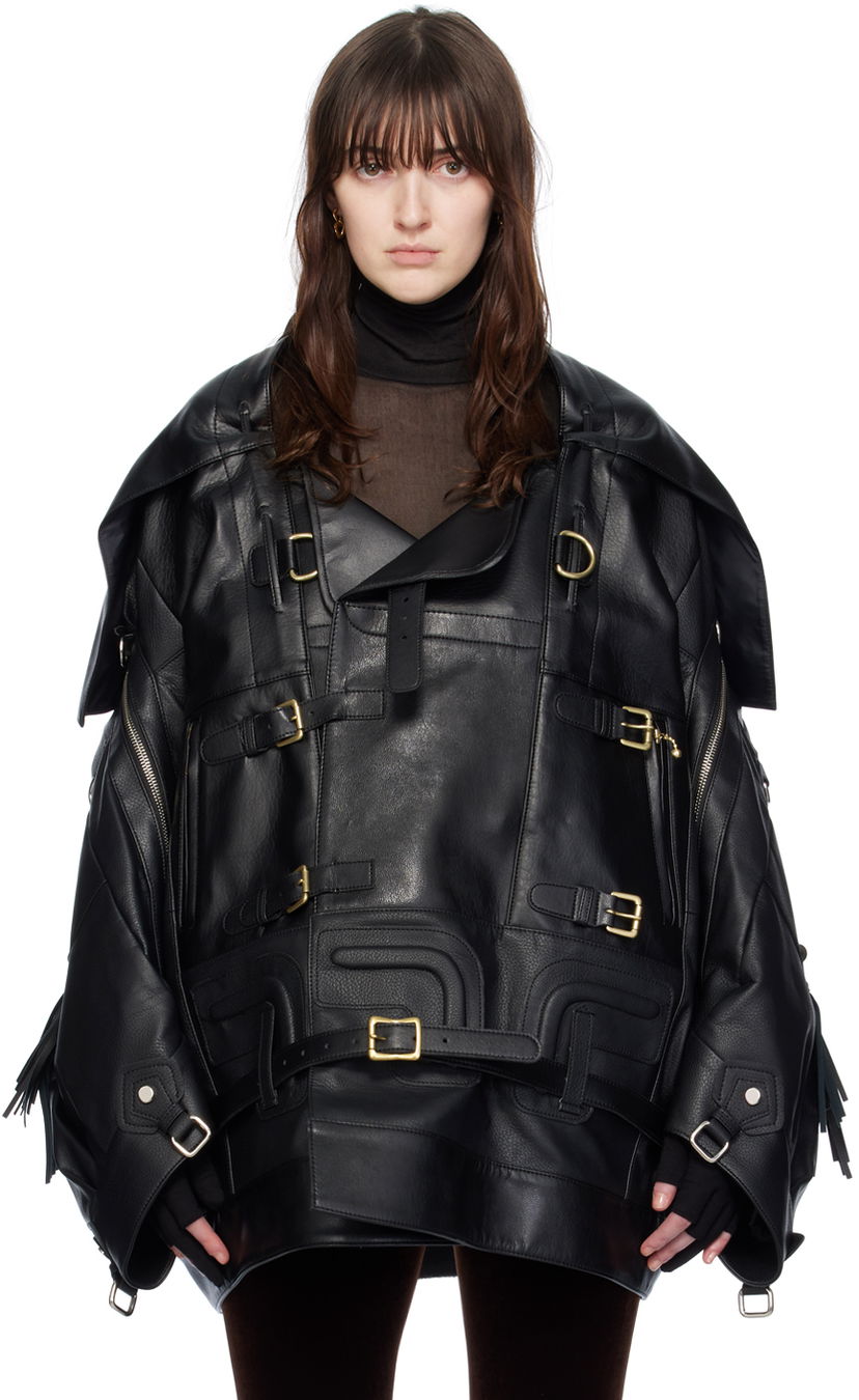 Яке Junya Watanabe Fringed Faux-Leather Jacket Черно | JL-J006-051