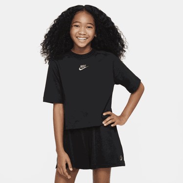 Съкратен топ Nike Nike Sportswear Cropped Short Sleeve T-Shirt Черно | FN8589-010, 4