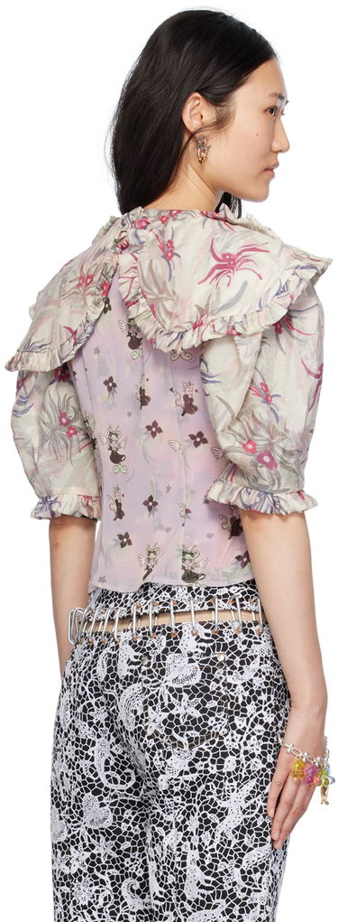 Риза Chopova Lowena Floral Print Blouse With Large Collar Лилаво | 2215, 2