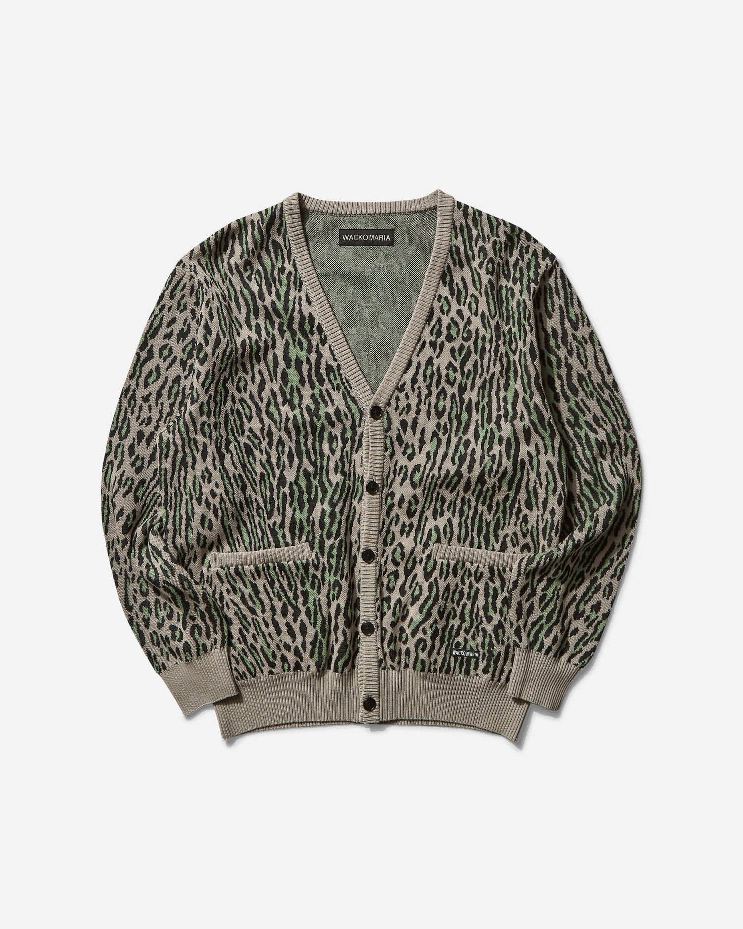 Пуловер WACKO MARIA Leopard Jacquard Cardigan Бежово | 25SS-WMK-KN28 GRAY, 0