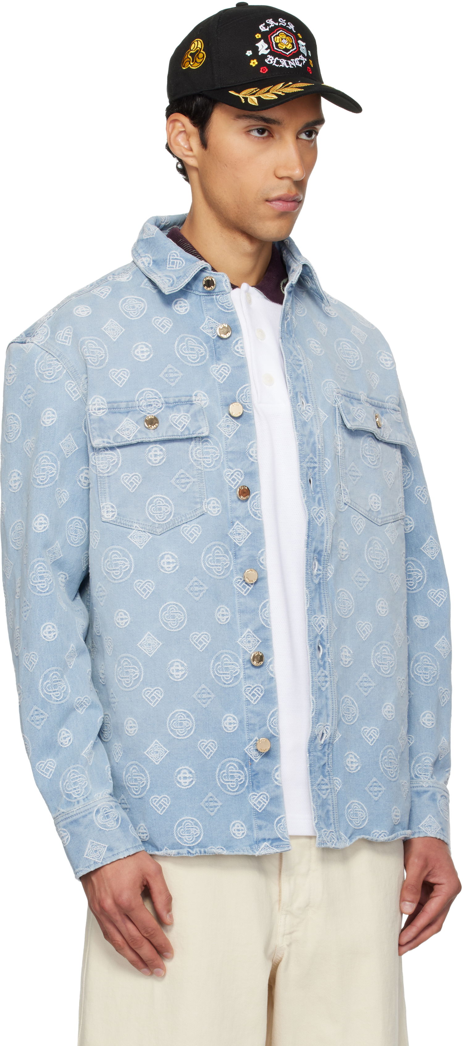 Риза Casablanca Casablanca Monogram Denim Shirt Синьо | M-AW25-SH-189-01, 1