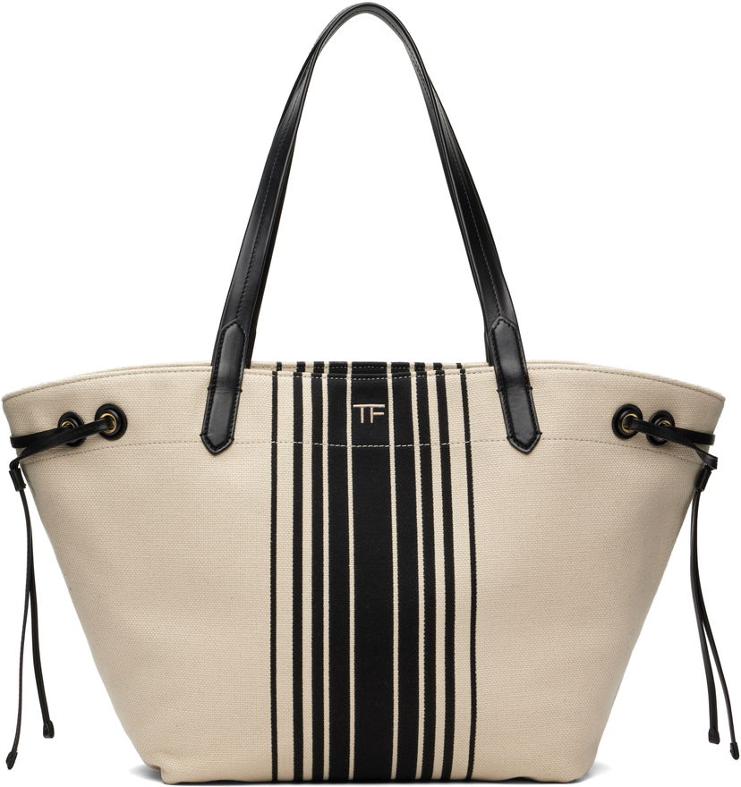 Голяма пазарска чанта Tom Ford TOM FORD Large Striped Tote Бежово | L1876-TCN056G