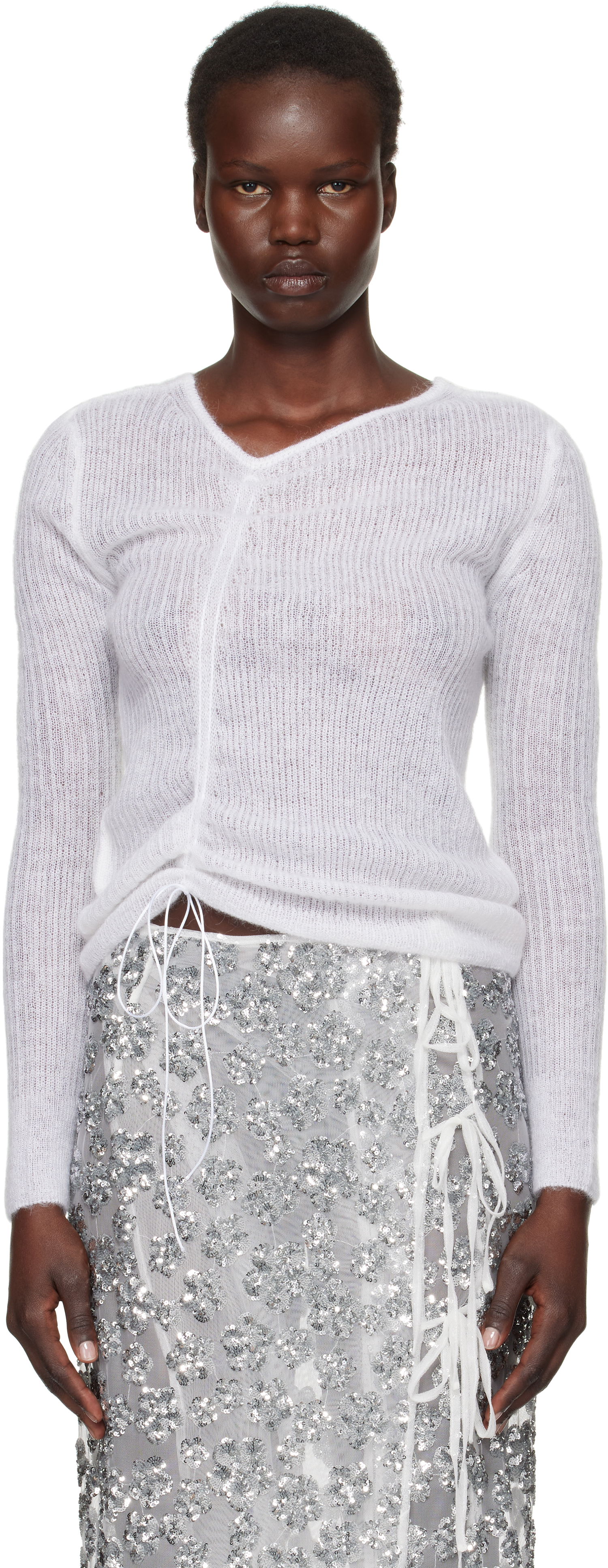 Пуловер Cecilie Bahnsen Cecilie Bahnsen Ussi Knit Sweater Бяло | 4.24KNI51004 USSI PULLOVER, 0