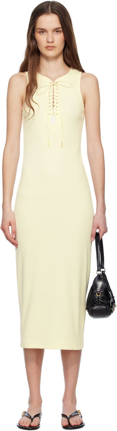 Pокля Givenchy Givenchy Lace Up Rib Knit Midi Tank Dress Жълто | BW22CK311T101, 0