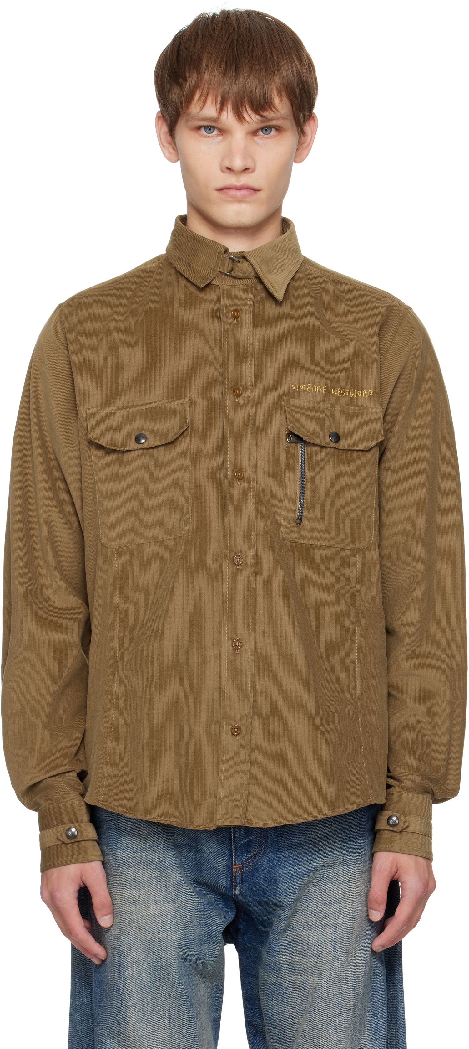 Риза Vivienne Westwood Vivienne Westwood Corduroy Button-Up Shirt Кафяво | 24010042-W0186-, 0