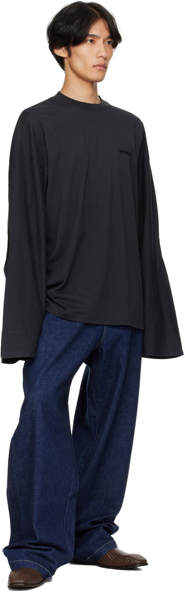 Тениска VETEMENTS VETEMENTS Logo Cut-Up Longsleeve T-Shirt Черно | UH76LS580B, 3