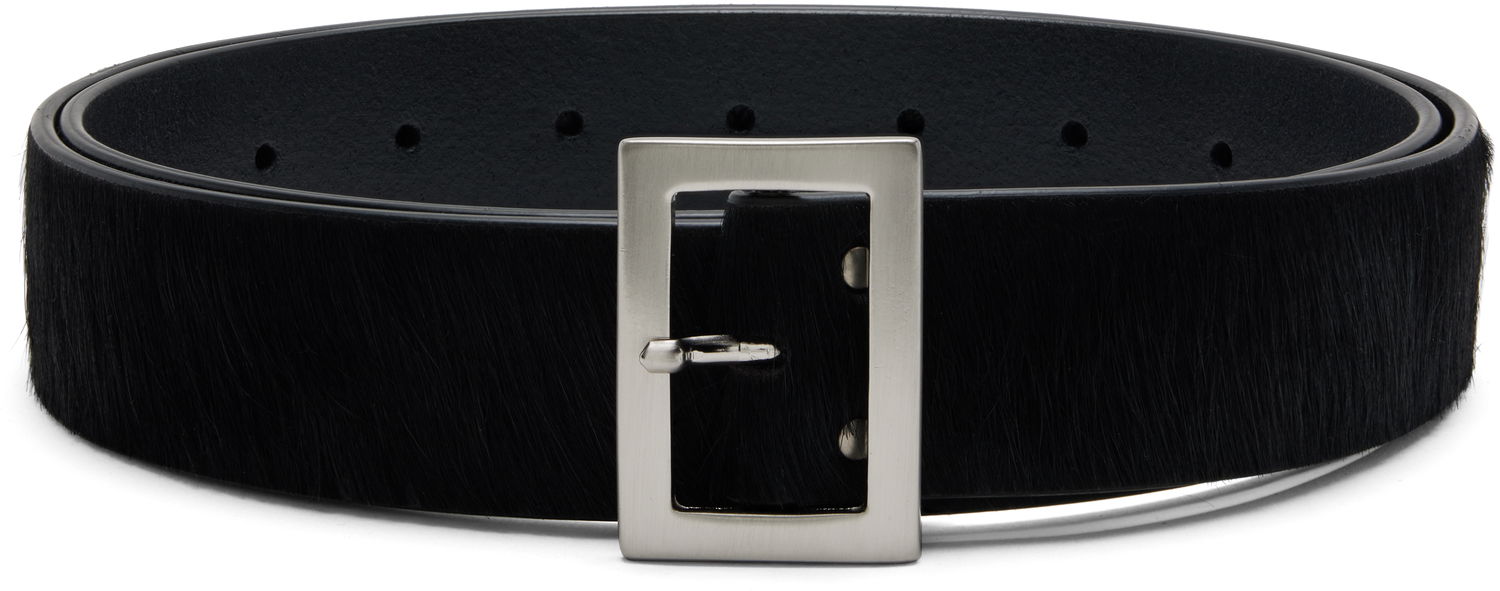 Колани Rick Owens Calf Hair Square Buckle Belt Concordians Stooges Черно | RR02E1483 LHL, 0