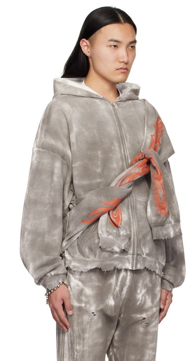 Суитчър We11done We11done Muddy Four Sleeves Zip-Up Hoodie Сиво | WD-TJ0-25-816-U-BK, 1