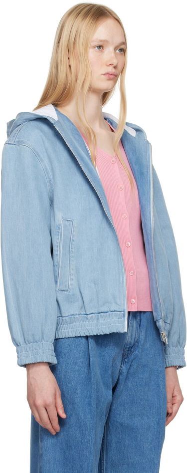 Яке MAISON KITSUNÉ Maison Kitsuné Zipped Hooded Denim Jacket Синьо | OW02103WD4010, 1