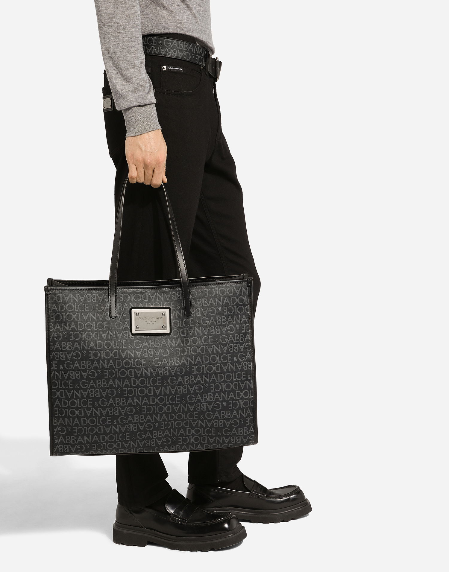 Голяма пазарска чанта Dolce & Gabbana Large Coated Jacquard Shopper Черно | BM2274AJ7058B969, 1