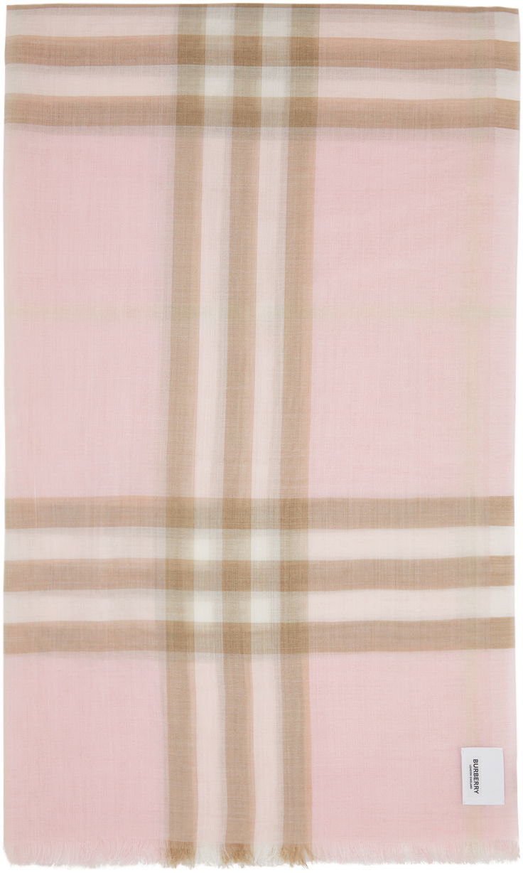 Шал Burberry Gauze Giant Check Scarf Pink Розово | 8019462, 0