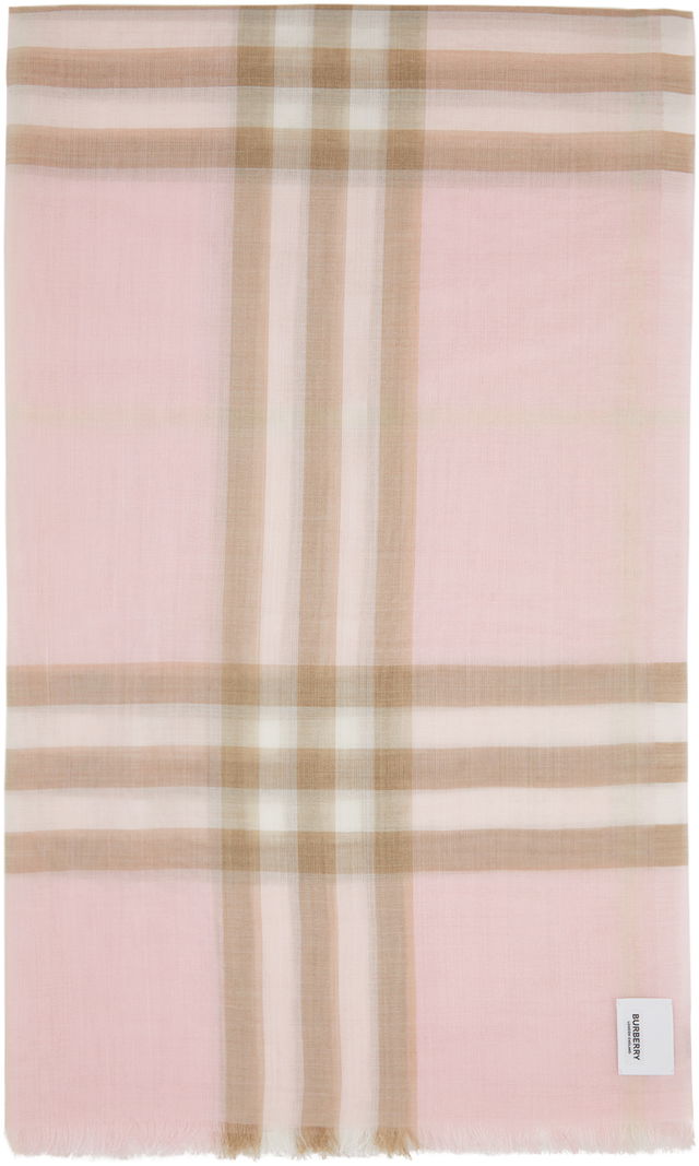 Gauze Giant Check Scarf Pink