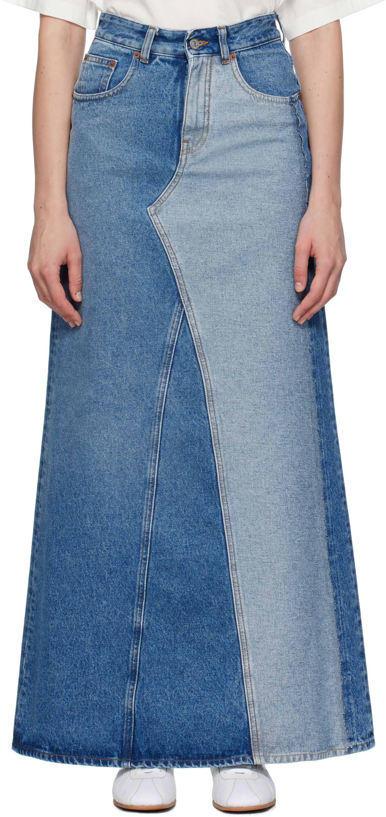 Пола Maison Margiela MM6 Maison Margiela Faded Denim Maxi Skirt Синьо | S52MI0025 M30018, 0