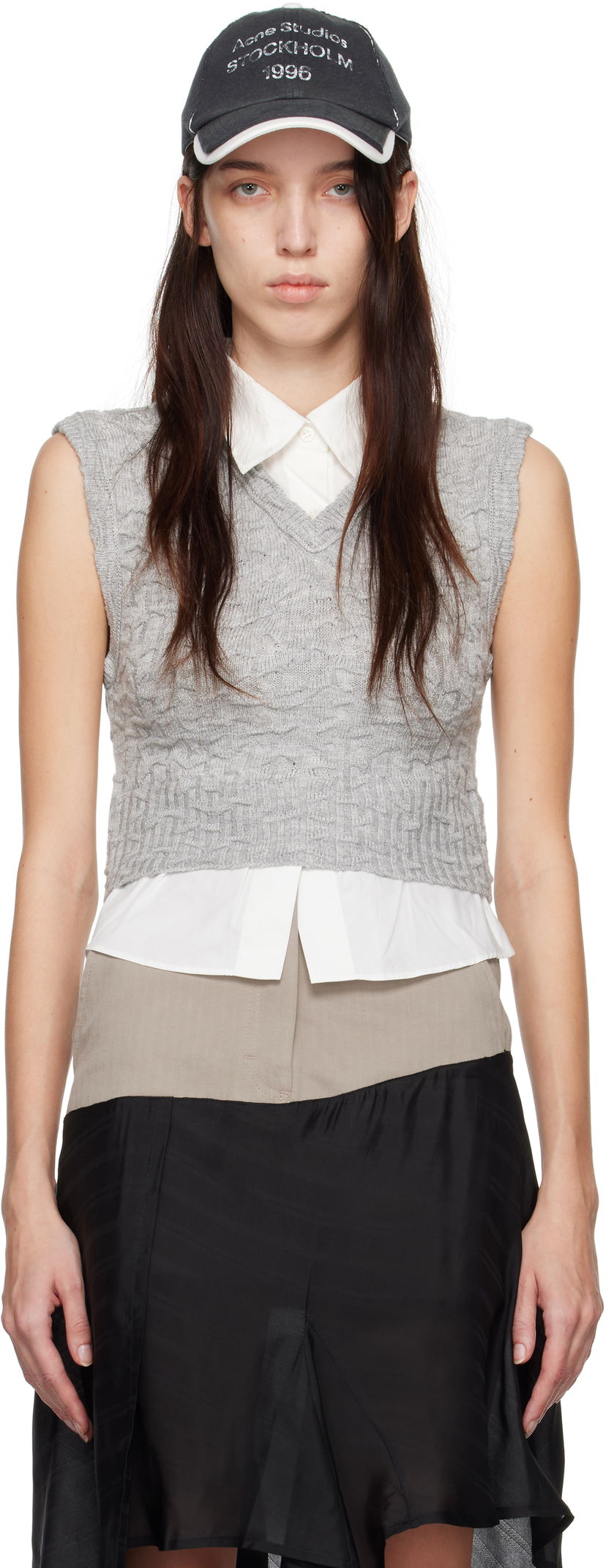 Пуловер Acne Studios Layered Vest Сиво | A60539-