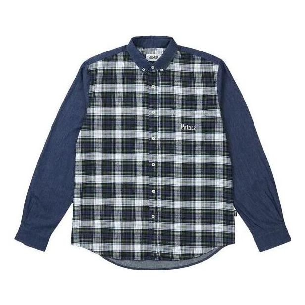 Риза Palace Check Panel Chambray Shirt Синьо | PLC23005