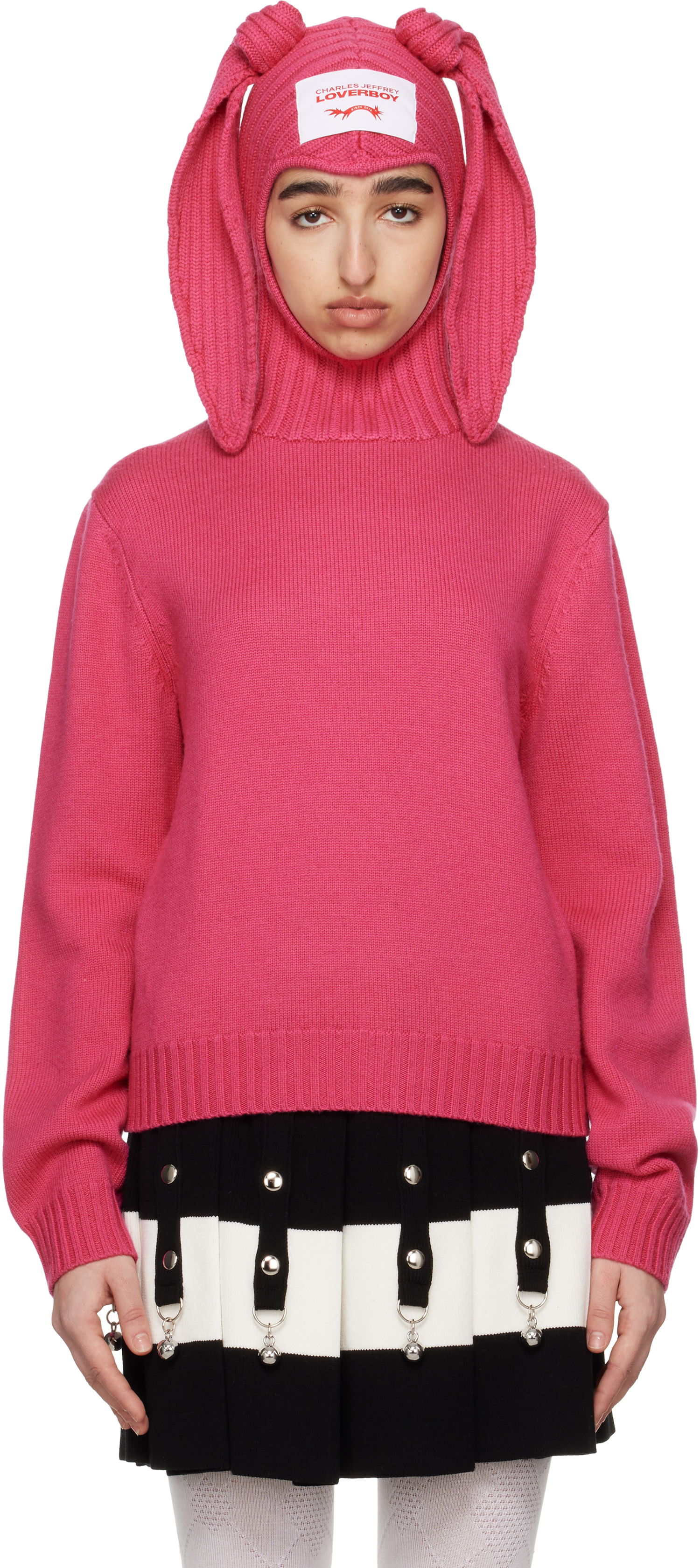Пуловер Charles Jeffrey Loverboy Charles Jeffrey LOVERBOY Merino Rabbit Balaclava Hoodie Розово | 54090902, 0