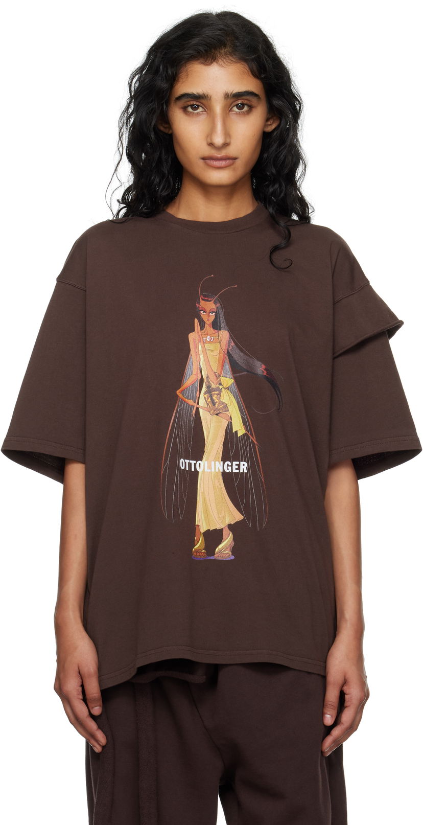Тениска Ottolinger Ottolinger Deconstructed Boxy T-Shirt Кафяво | 115-102415-05