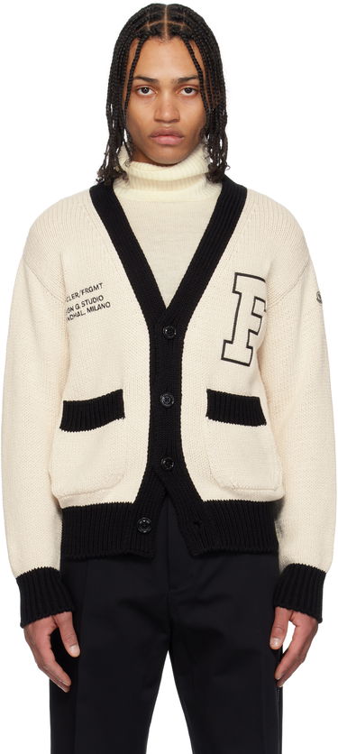 Пуловер Moncler Moncler Genius x FRGMT Hiroshi Fujiwara Embroidered Cotton Cardigan Бежово | K109U9B00001M5206, 0