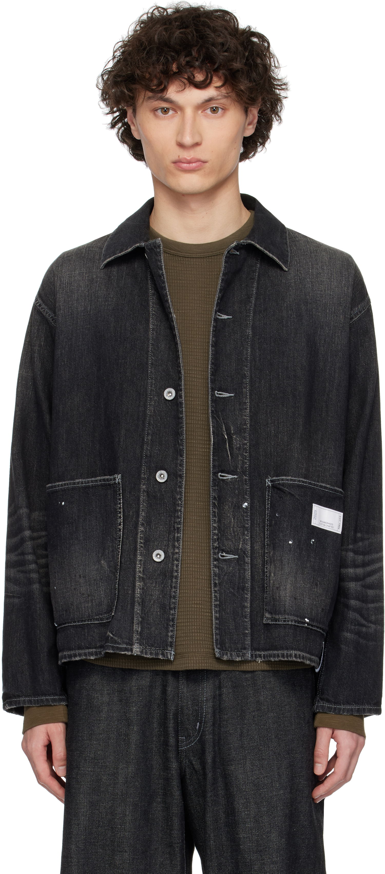 Яке Neighborhood Neighborhood Washed Denim Coverall Jacket Черно | 251SPNH-JKM02, 0
