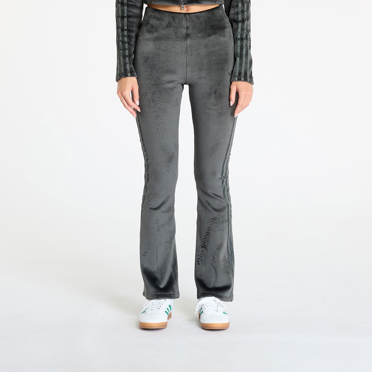 Клинове adidas Originals Rib Flrd Leggings Carbon Сиво | JN3024, 0