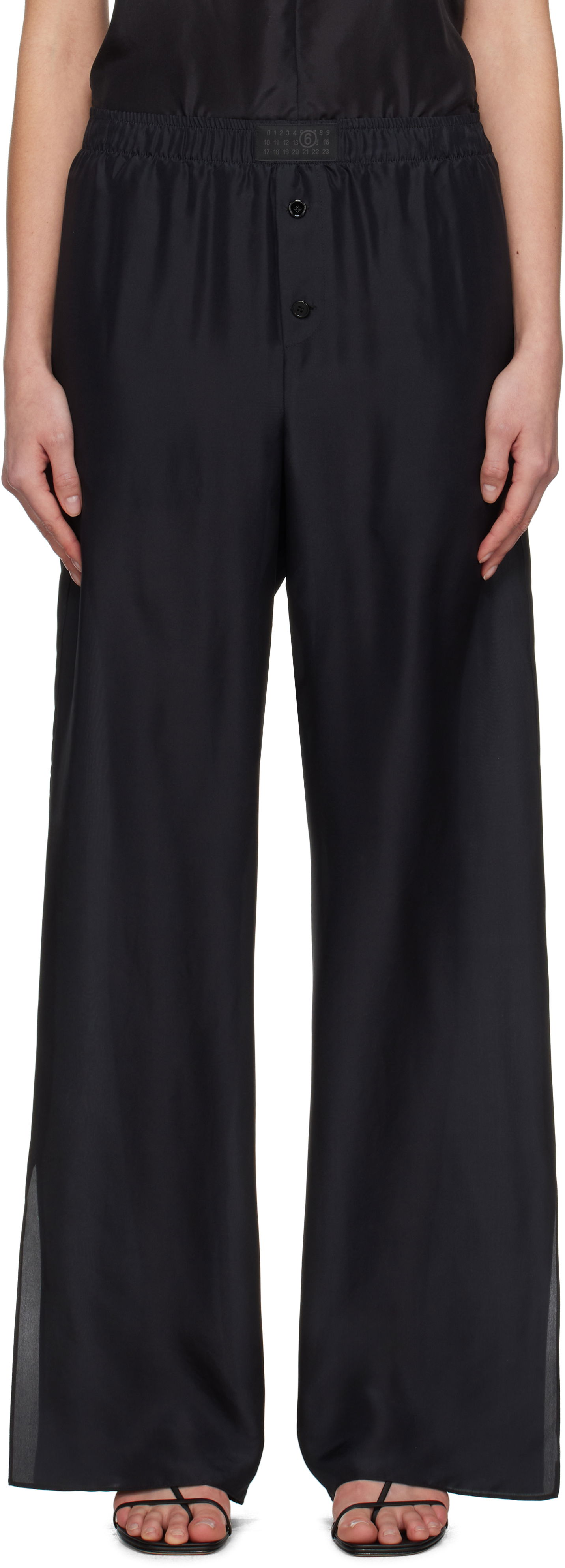 Панталони Maison Margiela MM6 Maison Margiela Light Silk Pyjama Pants Черно | S52KA0529 M35244, 0