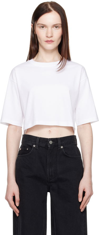 Съкратен топ Loulou de Saison Loulou de Saison Gupo Cropped T-Shirt Бяло | GUPO, 0