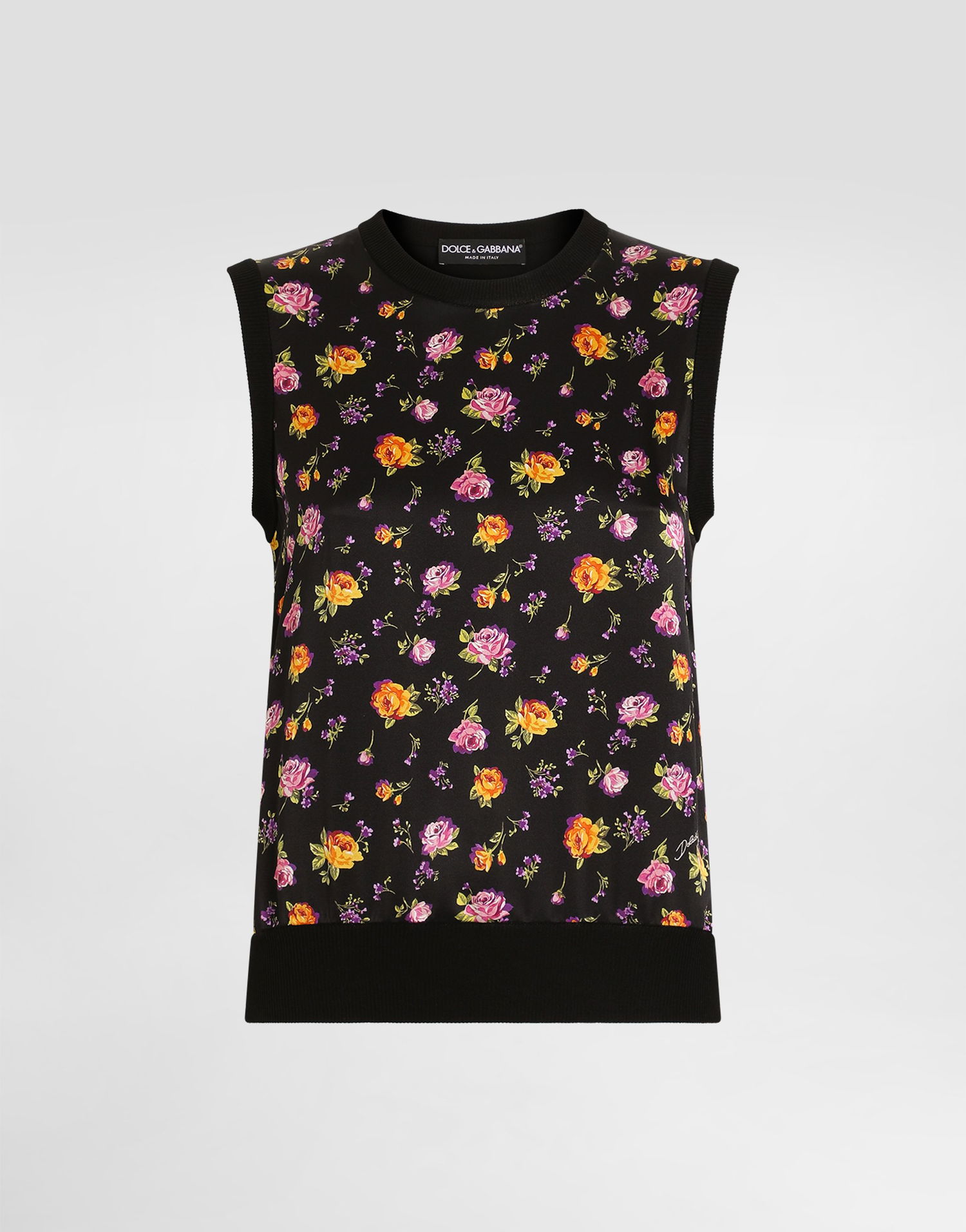 Потник Dolce & Gabbana Small Rose Bouquets-print Silk Tank Top Многоцветен | FXT06TJBSOPHN5XR, 0