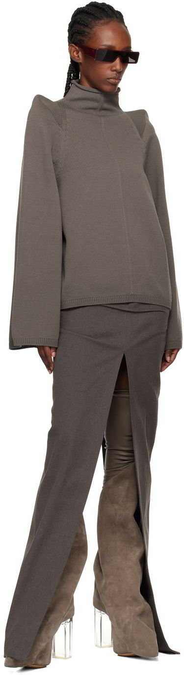Пуловер Rick Owens Concordians Con Ribbed Knit Structured Shoulder Turtleneck Сиво | RO02E4657 KWVLH, 3