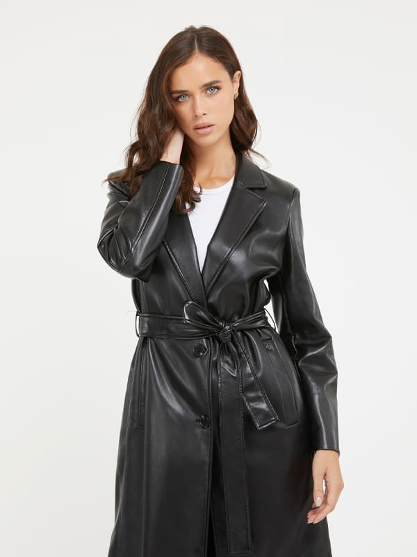 Палта GUESS Faux Leather Coat Черно | W3BL64WF8P0, 0