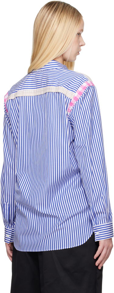 Риза Comme des Garçons Comme des Garçons Striped Gingham Trim Shirt Синьо | FO-B020-S25, 2