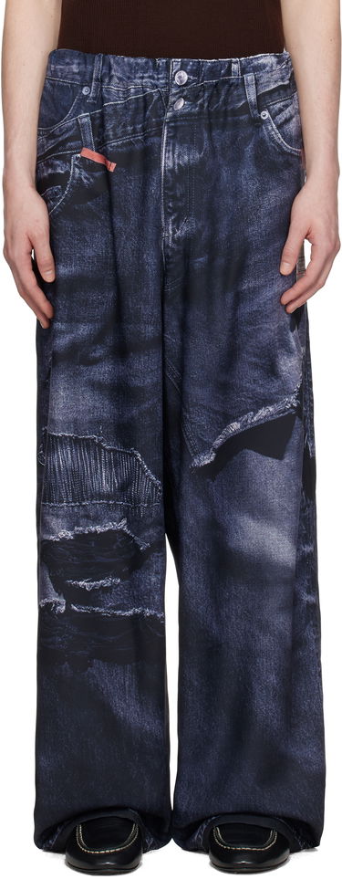 Дънки Maison MIHARA YASUHIRO Maison MIHARA YASUHIRO TALKING ABOUT THE ABSTRACTION Edition Trompe-l'oeil Wide Leg Trousers Синьо | C14PT404, 0