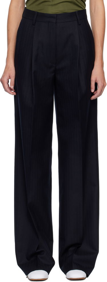 Панталони Dries Van Noten Dries Van Noten Pleated Wool Trousers Тъмно синьо | 252-010922-2193, 0