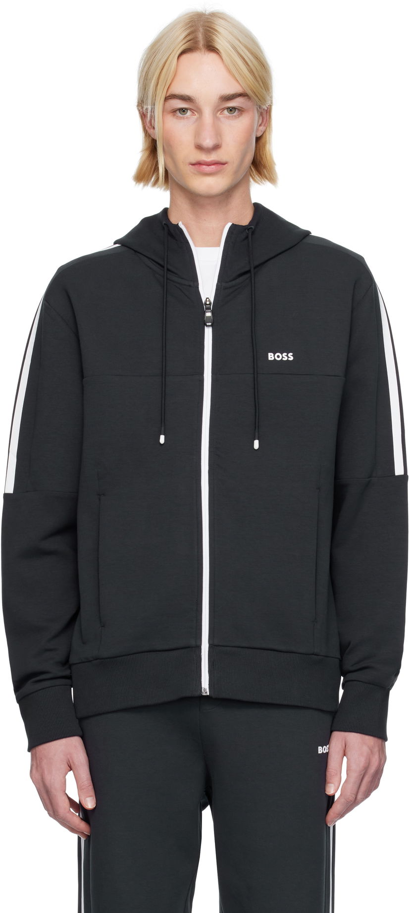 Суитчър BOSS Zip Up Hoodie Черно | 50511516