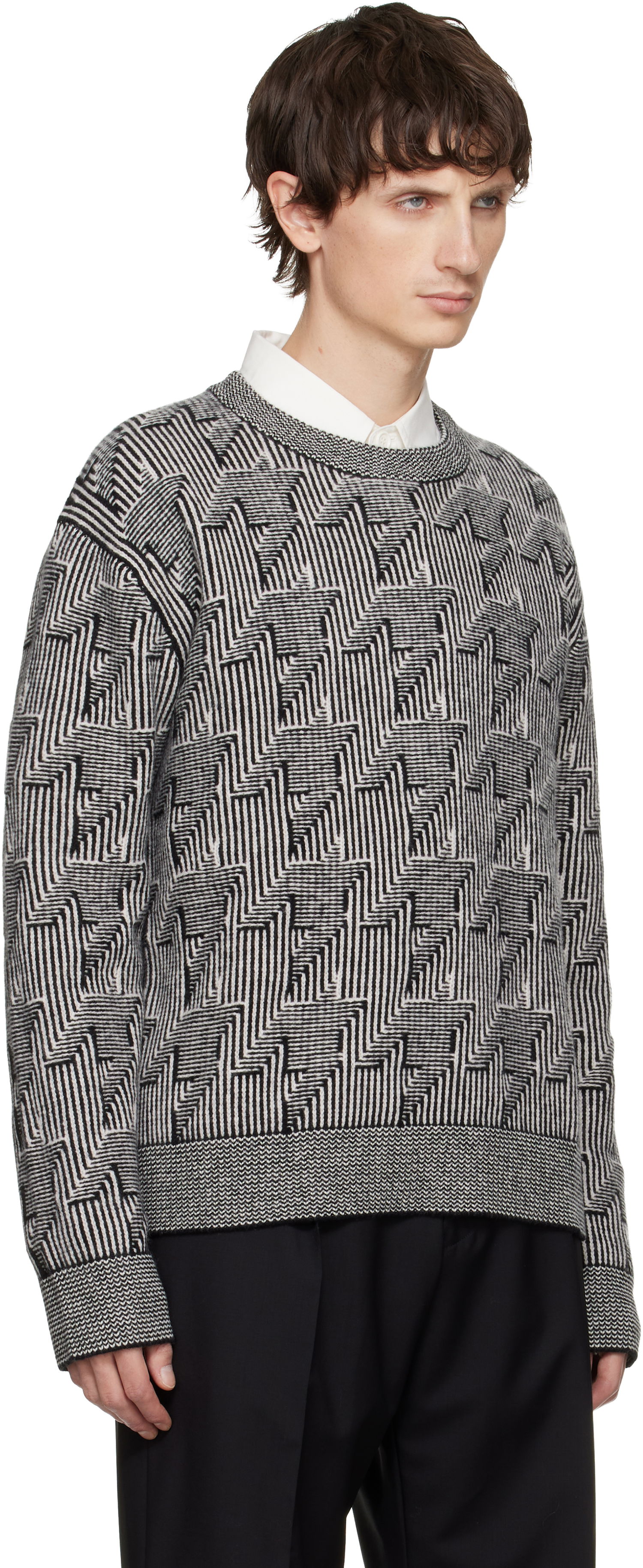 Пуловер Paul Smith Paul Smith Geometric Pattern Wool Sweater Сиво | M1R-557Z-T02834-79, 1