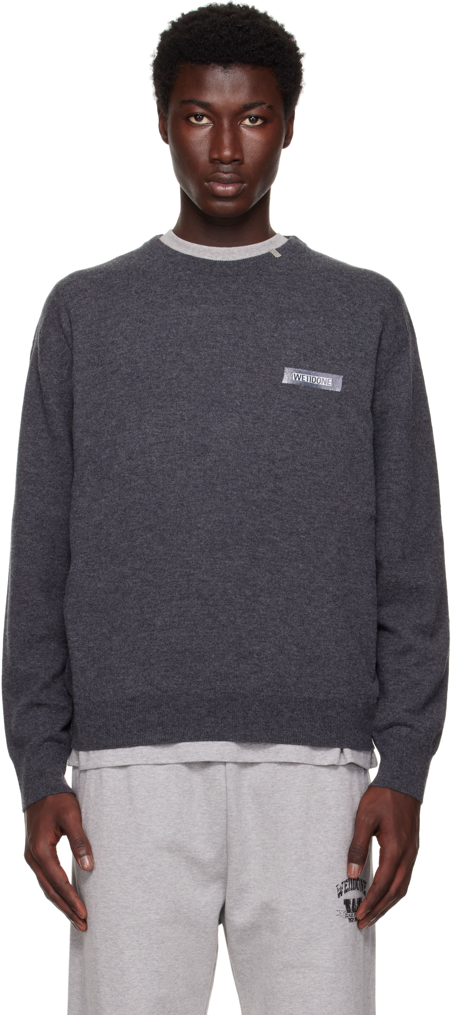 Пуловер We11done We11done Knit Logo Pullover Sweater Сиво | WD-KO2-25-651-U-GY, 0