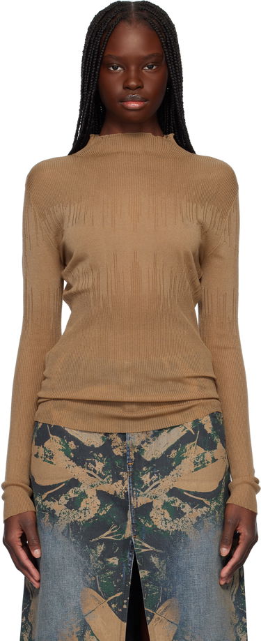 Пуловер Feng Chen Wang Feng Chen Wang Transparent Ribbed Knit Sweater Кафяво | FUS19KT03, 0