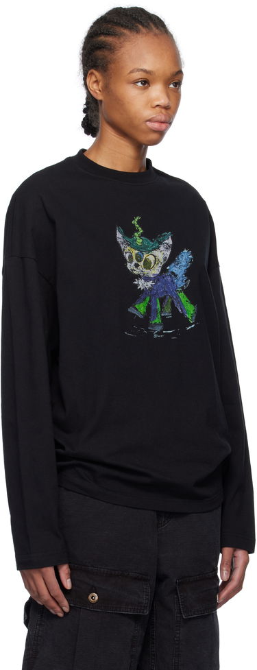 Тениска We11done We11done Monster Drawing Long Sleeve T-Shirt Черно | WD-TT0-25-745-U-BK, 1