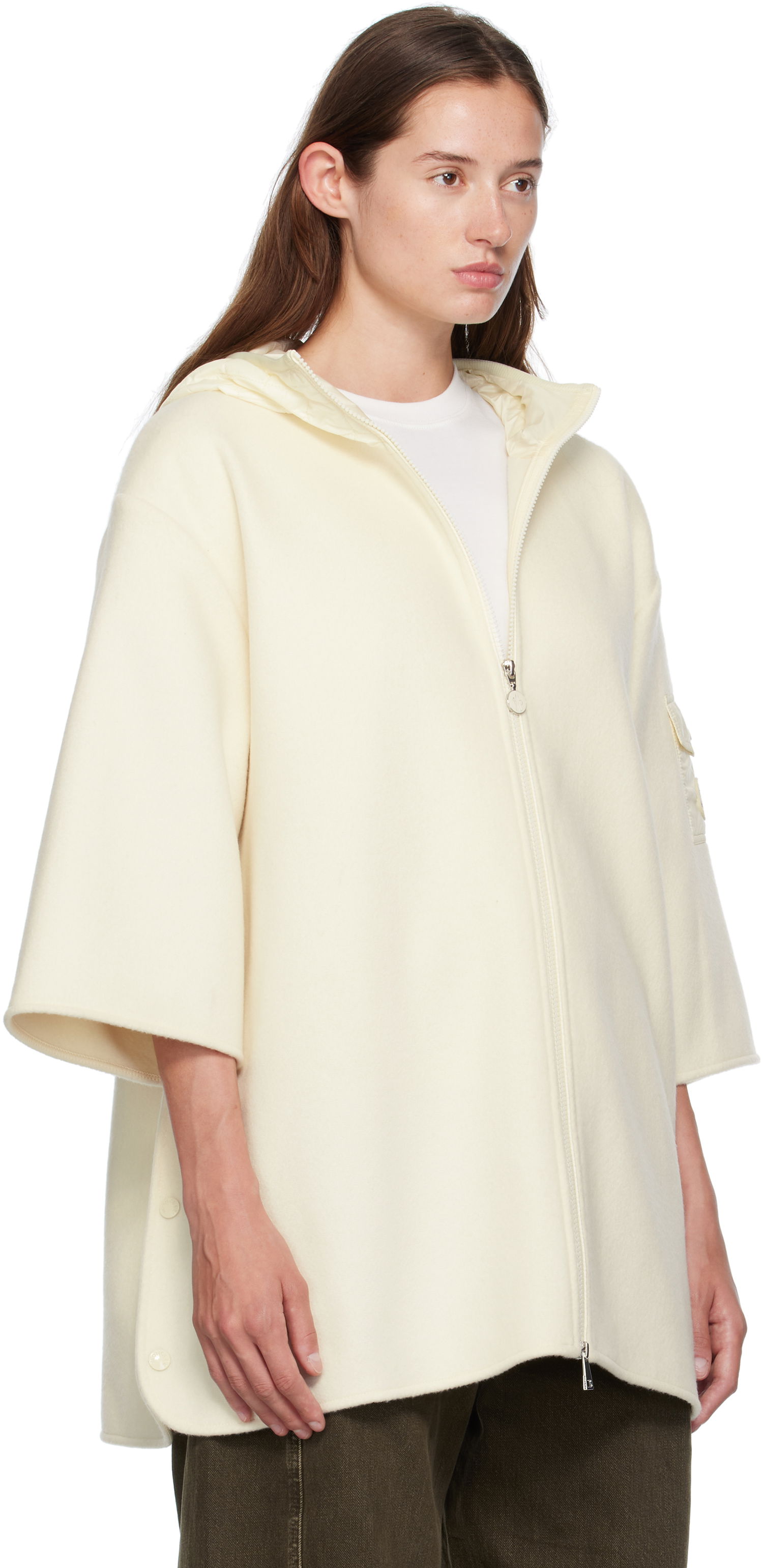 Яке Moncler Moncler Wool Cape Jacket Бяло | K20933G00002M7148, 1