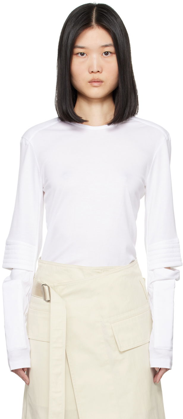Тениска Helmut Lang Helmut Lang Astro Crew Long Sleeve T-Shirt Бяло | O05HW502, 0