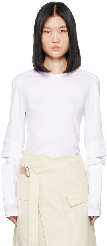 Тениска Helmut Lang Helmut Lang Astro Crew Long Sleeve T-Shirt Бяло | O05HW502, 0