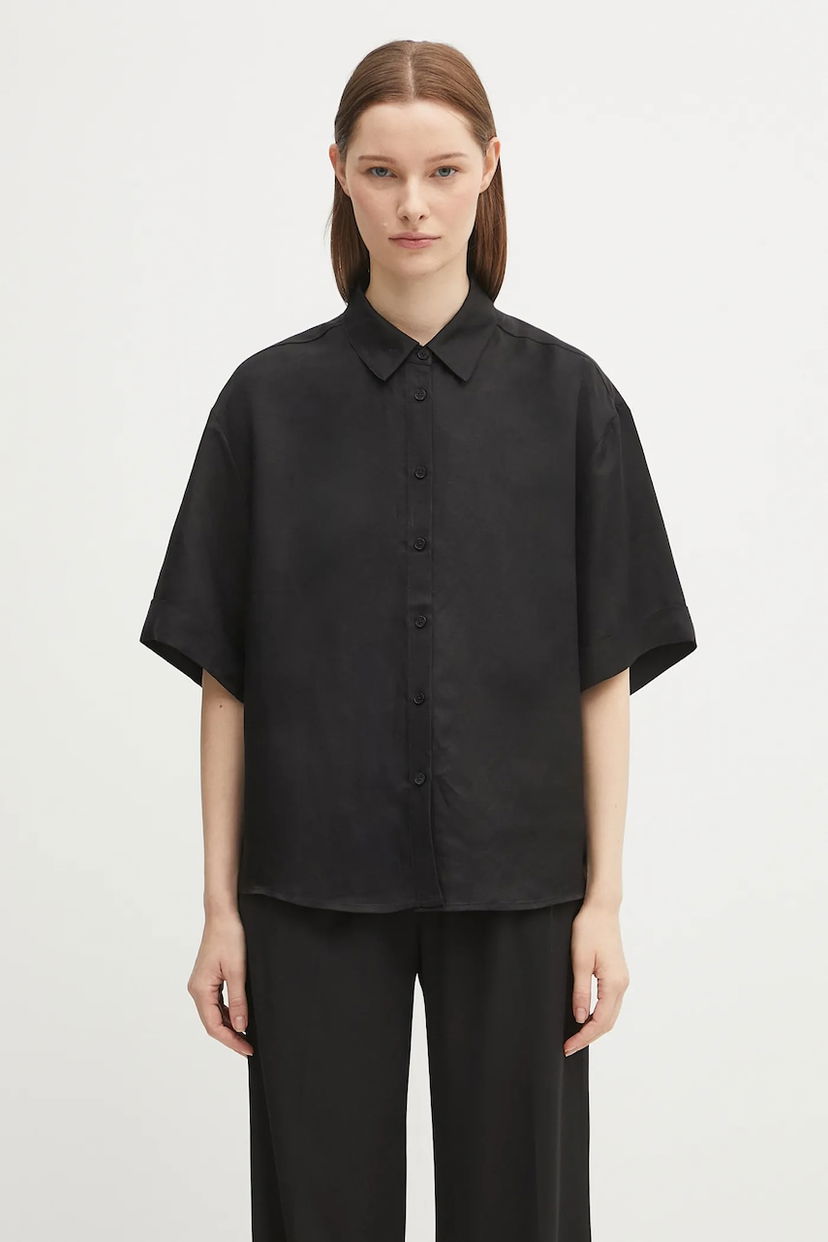 Риза Anine Bing Anine Bing Coco Relaxed Linen-Blend Shirt Черно | A.07.11130