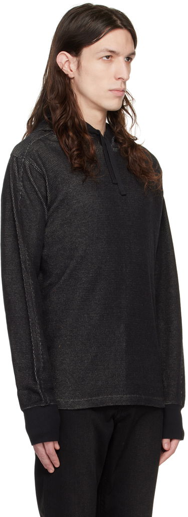Суитчър rag & bone Collin Textured Knit Hoodie Черно | MBC22HT024JQ24, 1