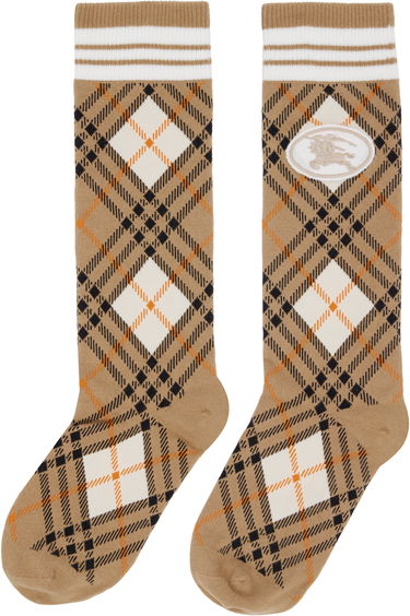 Чорапи Burberry Burberry Argyle Check Stretch Cotton Blend Socks Бежово | 8113535, 1